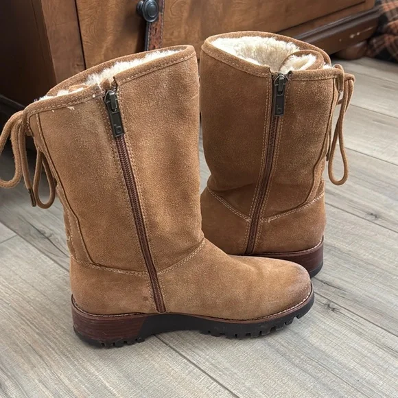 Bionica Canita Tan Suede Mid-Calf Boots with Faux Fur Lining - Picture 3 of 5